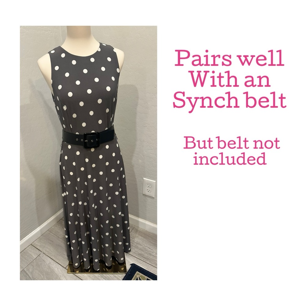 Ralph Lauren Gray Polka Dot Midi Dress - Picture 5 of 6